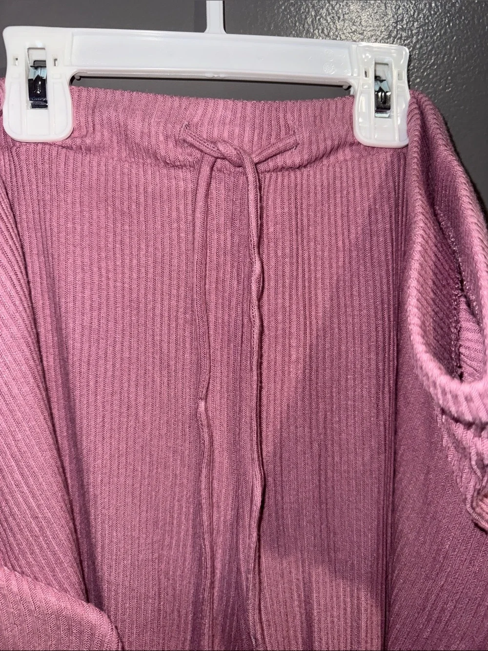 Auden Rose Pink Waffle Knit Pajama Set with White Piping